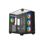 Thunder Battle Station TGC-666 Case - Black - Three sided tempered glass panels - Dual-chamber ATX Mid Tower - Up to 2 × 360mm radiators - 4x ARGB Inf Fans Included