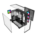 Thunder Battle Station TGC-666 Case - Black - Three sided tempered glass panels - Dual-chamber ATX Mid Tower - Up to 2 × 360mm radiators - 4x ARGB Inf Fans Included - Image 3