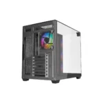 Thunder Battle Station TGC-666 Case - Black - Three sided tempered glass panels - Dual-chamber ATX Mid Tower - Up to 2 × 360mm radiators - 4x ARGB Inf Fans Included - Image 2