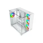 Thunder Battle Station TGC-666 Case - White - Three sided tempered glass panels - Dual-chamber ATX Mid Tower - Up to 2 × 360mm radiators - 4x ARGB Inf Fans Included - Image 7