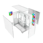 Thunder Battle Station TGC-666 Case - White - Three sided tempered glass panels - Dual-chamber ATX Mid Tower - Up to 2 × 360mm radiators - 4x ARGB Inf Fans Included - Image 4