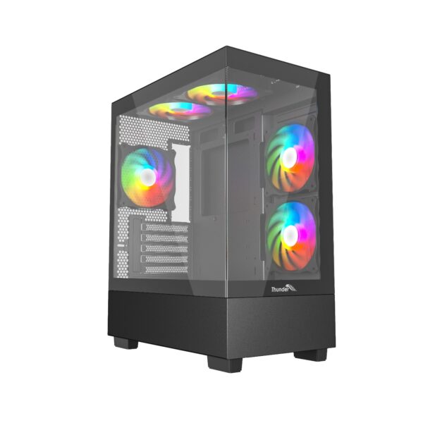 Thunder Black Fox TGC-747 Infinity microATX ARGB Gaming Case - 3 ARGB Fans Pre-Installed