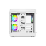 Thunder Carbon TGC-639W Modern Aesthetic Dual Chamber Panoramic Tempered Glass Mid-Tower ATX PC Gaming Case - White - Image 6