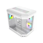 Thunder Carbon TGC-639W Modern Aesthetic Dual Chamber Panoramic Tempered Glass Mid-Tower ATX PC Gaming Case - White - Image 7