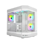 Thunder Carbon TGC-639W Modern Aesthetic Dual Chamber Panoramic Tempered Glass Mid-Tower ATX PC Gaming Case - White