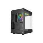 Thunder Carbon TGC-639B Modern Aesthetic Dual Chamber Panoramic Tempered Glass Mid-Tower ATX PC Gaming Case - Black - Image 6