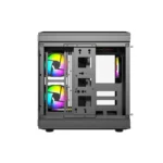 Thunder Carbon TGC-639B Modern Aesthetic Dual Chamber Panoramic Tempered Glass Mid-Tower ATX PC Gaming Case - Black - Image 2