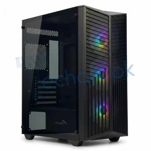 Thunder Saber TGC-1008 ATX Desktop Case, Front Mesh, 3x ARGB Fans Pre-Installed