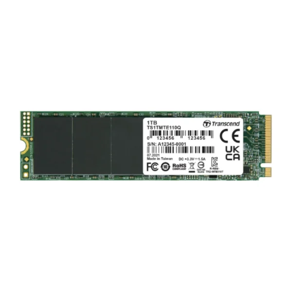 Transcend 110Q 500GB M.2 NVMe SSD, QLC 3D NAND, PCIe Gen3 x4, 1,900/900 MB/s Read/Write