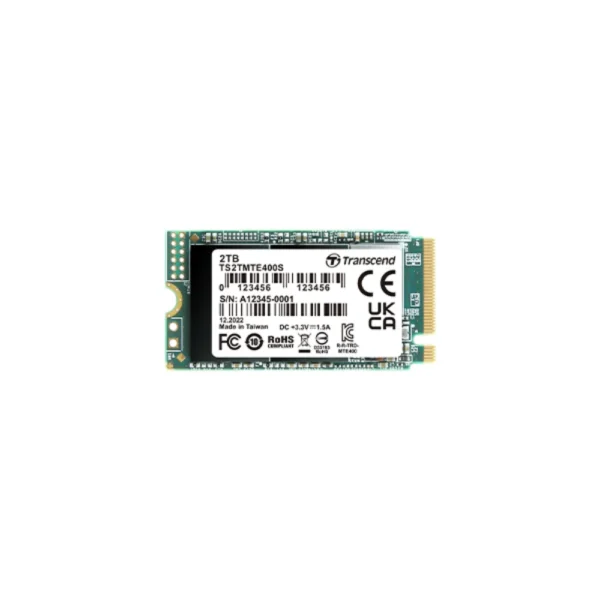 Transcend 400S 2TB M.2 NVMe SSD, 3D NAND, PCIe Gen3 x4, 2,000/1,700 MB/s Read/Write, Best for Laptops