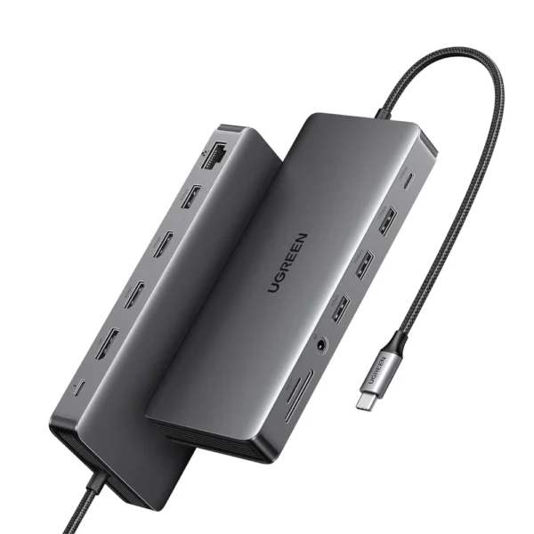 Ugreen 15978 USB-C to 2*USB-A 3.2+2*USB-A 3.0+1*USB-C 3.2+2*HDMI+DP+RJ45
Gigabit+SD&TF +3.5mm+PD port Converter 10Gbps USB-A&C + 4K@60Hz & 2*HDMI+1*DP with PD (13 IN 1)