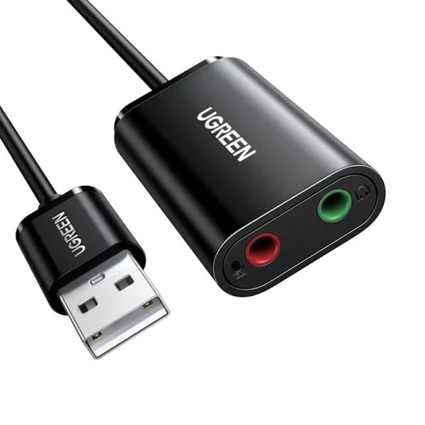 Ugreen 30724 USB-A To 3.5mm External Stereo Sound Adaptor Black 15CM