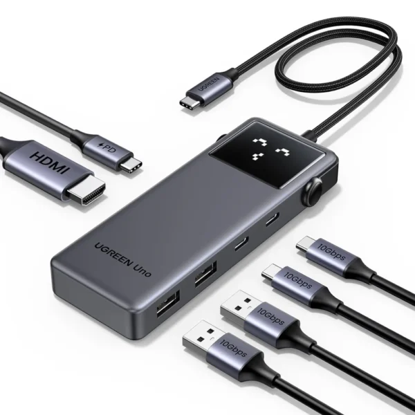 Ugreen 35998 Uno 6-in-1 USB-C Hub with 10Gbps USB-C & USB-A Data Ports 4K@60Hz HDMI (6 IN 1)