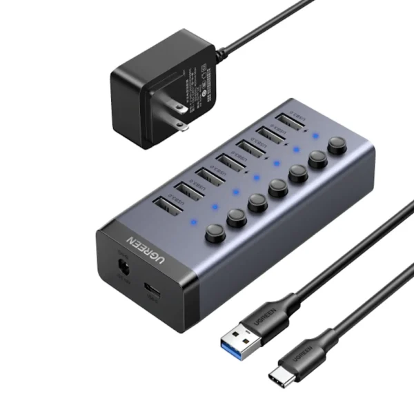 Ugreen 90307 USB-C to 7-Port USB-A 3.0 Hub DC 12V EU