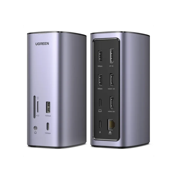 Ugreen 90325 USB-C to 2*USB 3.0+1*USB3.2+1*USB- C3.2+2*HDMI+ 1*DP+RJ45
Gigabit+SD&TF +3.5mm+PD port Converter 10Gbps USB-A&C + 8K@30Hz &2*HDMI+1*DP with PD