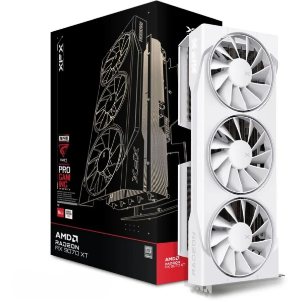 XFX RX-97TSWF3W9 Swift AMD Radeon RX 9070 XT White Triple Fan Gaming  Graphics Card, 16GB GDDR6, 256bit, HDMI/3x DP, AMD RDNA 4