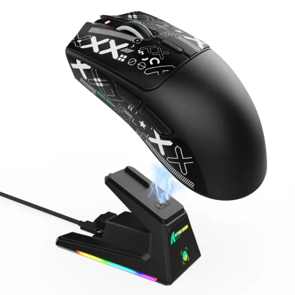 ATTACK SHARK X1 Tri-mode Gaming Mouse w/ Touchpad RGB Charging Dock PAW3395PRO Sensor - Black