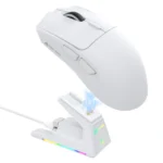 ATTACK SHARK X1 Tri-mode Gaming Mouse w/ Touchpad RGB Charging Dock PAW3395PRO Sensor - White - Image 2