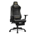 COUGAR ARMOR EVO S Ergonomic Gaming Chair, Breathable PVC Leather, Retractable Footrest, Magnetic Neck Pillow and Lumbar Cushion, 3D Adjustable Armrest, Reclining Backrest up to 155º Tilt & Lock Mechanism - Black/Gold - Image 2