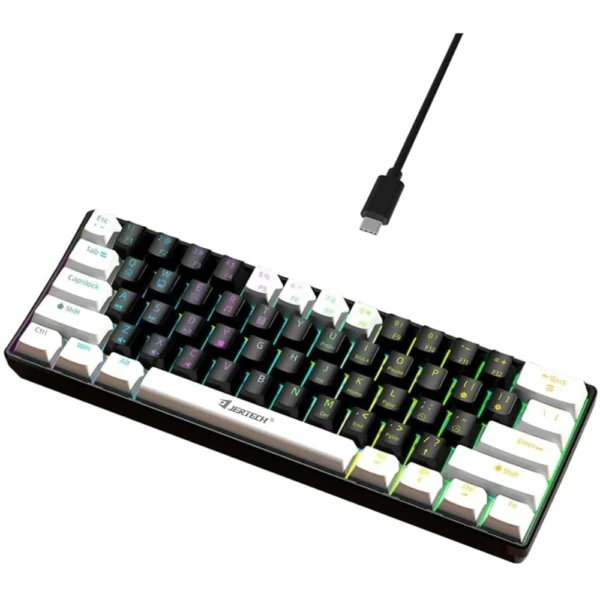 JERTECH JK540 WIZARD RGB Wired Mechanical Keyboard - Black & White - Red Axis Swtiches
