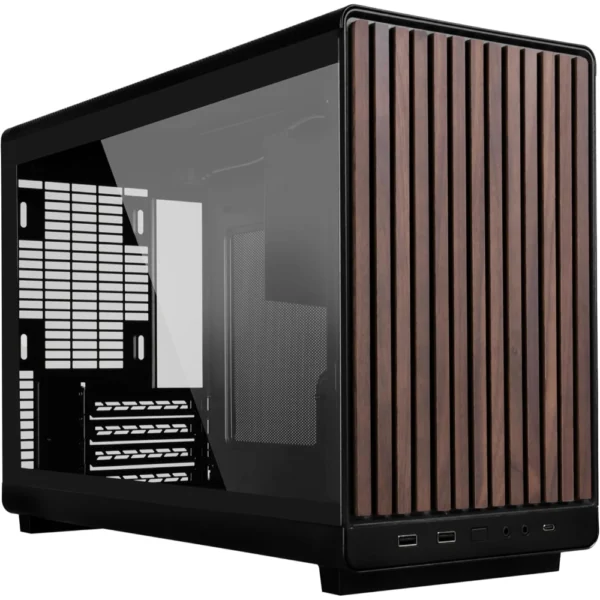 Lian Li A3-26.3L Micro Form Factor Chassis, Supports 360mm AIO-Modularity Design for M-ATX, ITX Motherboard, DAN Cases Collaboration, Wood Front & Side Tempered Glass Panel, A3X-WDG - Black