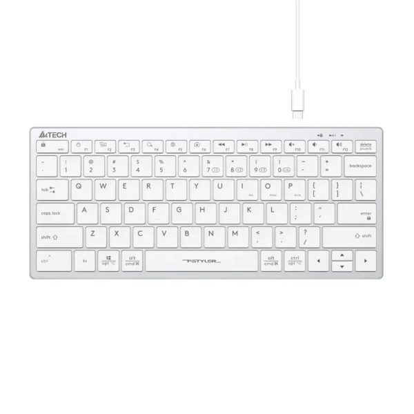 A4tech FBX51C Fstyler Bluetooth & 2.4G Scissor Switch Compact Keyboard, Type C, US Layout - White