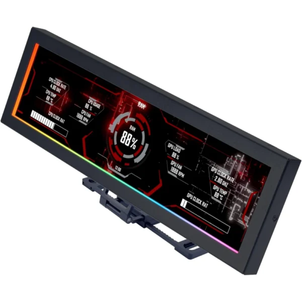 Lian Li SM088X 8.8" Universal Screen (US88v1) for PC - Adjustable Mounting for Any Computer Setup - Customizable ARGB Frame - PC Temperature Display Panel - LCD Screen Display - Mini Monitor