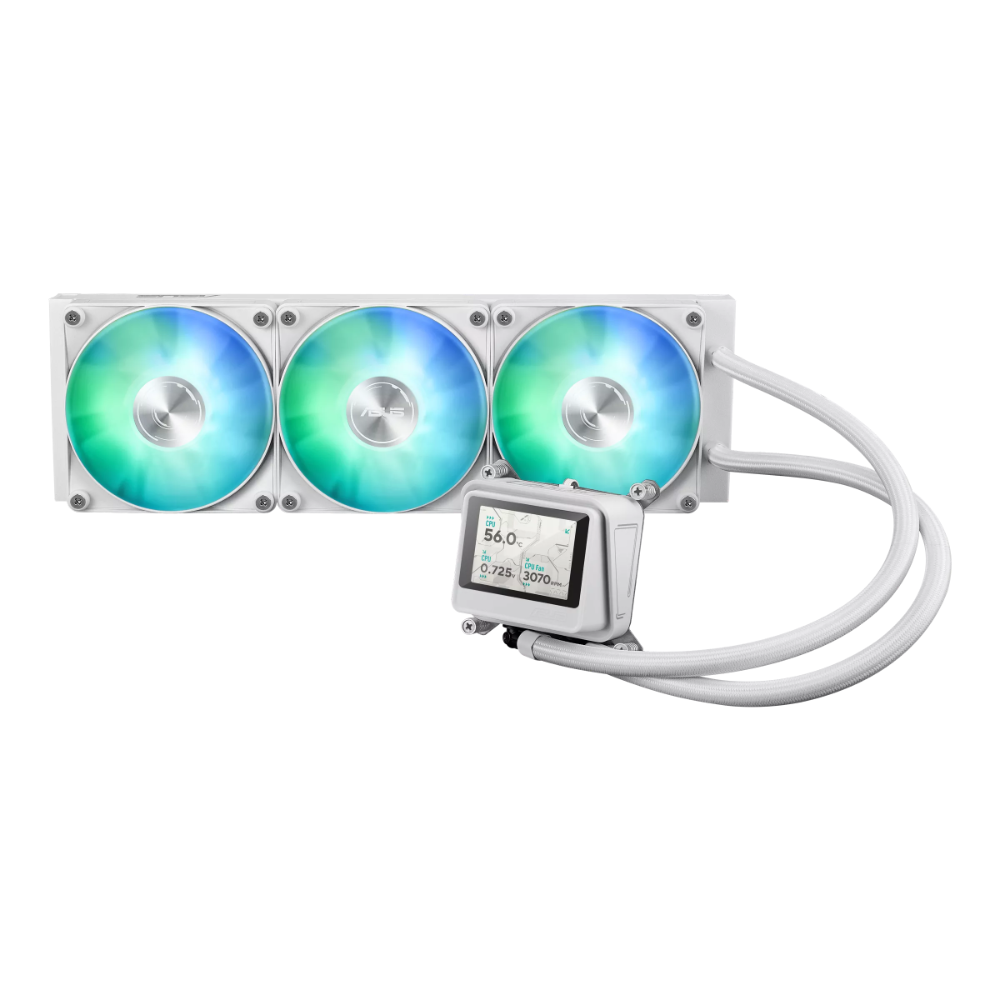 asus-ayw-gaming-lc-360-argb-lcd-aio-cpu-liquid-cooler-wh-1-techarcpk ASUS AYW Gaming LC 360 ARGB LCD AIO CPU Liquid Cooler - White - Image 1