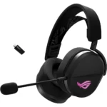 ASUS ROG Pelta (A501) Wireless Gaming Headset, BT/ROG SpeedNova 2.4GHz/USB-C, Lightweight 309g, 50mm ROG Titanium-Plated Drivers, 10mm Super-Wideband Mic, RGB, 70HR Battery, Compatible with PC/Switch/PS5