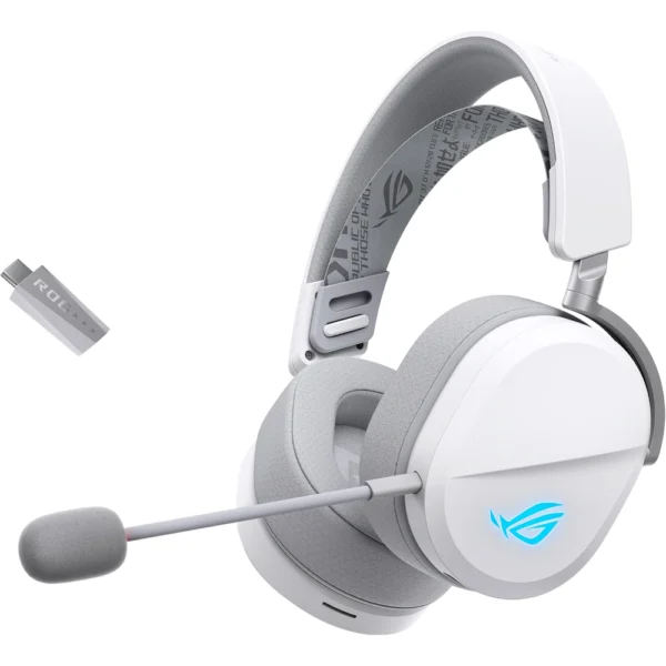 ASUS ROG Pelta (A501) Wireless Gaming Headset, BT/ROG SpeedNova 2.4GHz/USB-C, Lightweight 309g, 50mm ROG Titanium-Plated Drivers, 10mm Super-Wideband Mic, RGB, 70HR Battery, Compatible with PC/Switch/PS5 - White