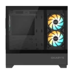 GIGABYTE C201 PANORAMIC Micro-ATX Mid Tower PC Gaming Case, Pre-installed 3x ARGB Fans - Black - Image 2