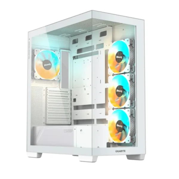 GIGABYTE C500 PANORAMIC STEALTH ICE ATX Mid Tower PC Gaming Case, Pre-installed 4x ARGB Fans - White
