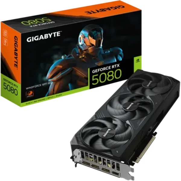 GIGABYTE GeForce RTX 5080 WINDFORCE SFF 16G Graphics Card, PCIe 5.0, GDDR7, GV-N5080WF3-16GD