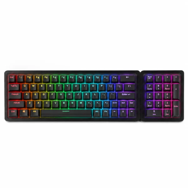 MOUNTAIN Everest 60 Compact RGB Mechanical Keyboard, 64-Key Layout, Aluminum Frame, Hot-Swappable Cherry MX, NKRO, PBT Double-Shot Keycaps, USB-C, With Everest 60 Numpad Bundled – Midnight Black/MOUNTAIN LINEAR 45 (Yellow) Switch