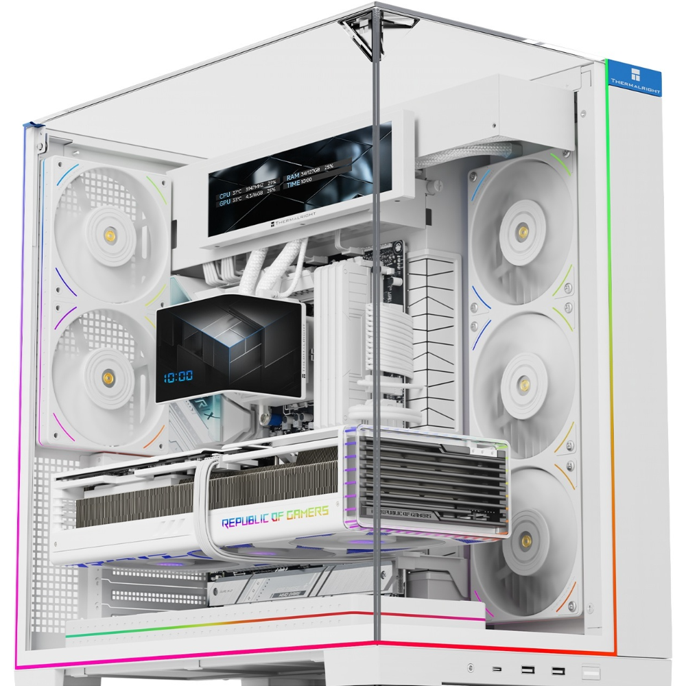 Thermalright A70 VISION ATX ARGB Desktop Case w/ 9.16-inch LCD Screen – White – Pre-installed 5x ARGB Fans