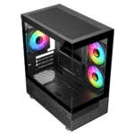 Astro AGC-L17M Micro-ATX Gaming Case, 3x Pre-installed ARGB Infinity Fans w/ 6-Port Fan Hub and Remote - Image 3