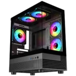 Astro AGC-L17M Micro-ATX Gaming Case, 3x Pre-installed ARGB Infinity Fans w/ 6-Port Fan Hub and Remote - Image 4