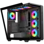 Astro AGC-U31A ATX Gaming Case, 4x Pre-installed ARGB Infinity Fans w/ 6-Port Fan Hub and Remote
