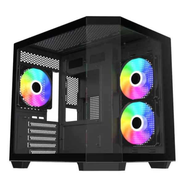 Astro AGC-X40M Dual-Chamber Micro-ATX Gaming Case, 3x Pre-installed ARGB Fans