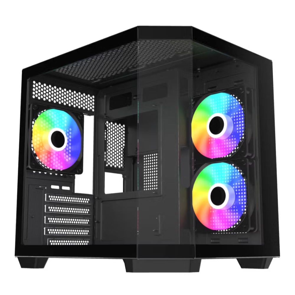 Astro AGC-X40M Dual-Chamber Micro-ATX Gaming Case, 3x Pre-installed ARGB Fans