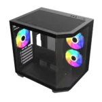 Astro AGC-X40M Dual-Chamber Micro-ATX Gaming Case, 3x Pre-installed ARGB Fans - Image 3