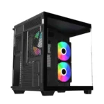 Astro AGC-X40M Dual-Chamber Micro-ATX Gaming Case, 3x Pre-installed ARGB Fans - Image 4