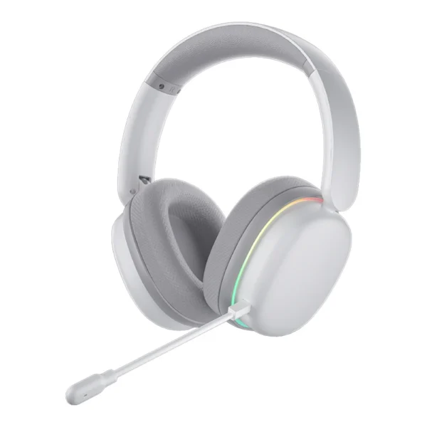 AULA G7 Pro Wireless Gaming Headset, Dual BT 5.3 & 2.4GHz, 7.1 Surround Sound, 80+ Hour Battery, RGB, Noise-Canceling Mic for PS5/PS4/Switch/PC - Silver Wing White