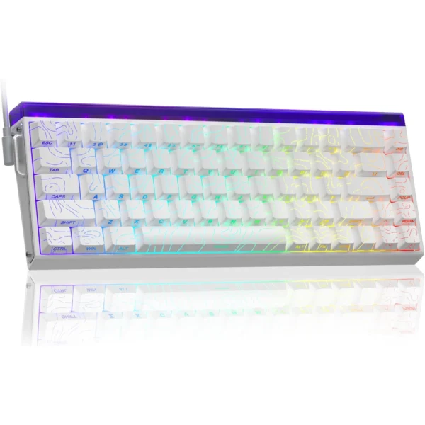 AULA HERO 68 HE Wired Mechanical Keyboard, 8K Polling Rate/128k Scanning Rate, 68% Gasket Hall Effect Hot Swappable Custom Keyboard - White Contour - Black King Magnetic Switch