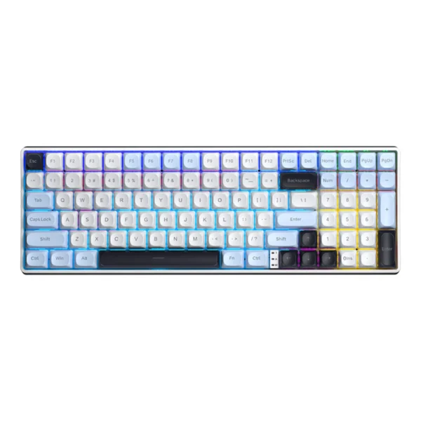AULA S100 PRO Tri-Mode Mechanical Gaming Keyboard, Red/Brown Switch - Light Blue & Black Purple