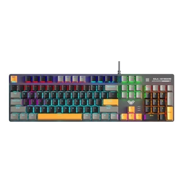 AULA S500 Wired RGB Mechanical Gaming Keyboard, Blue Switch - Black & Grey