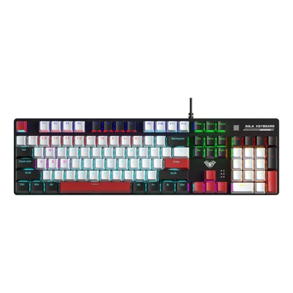 AULA S500 Wired RGB Mechanical Gaming Keyboard, Blue Switch - Black & Red