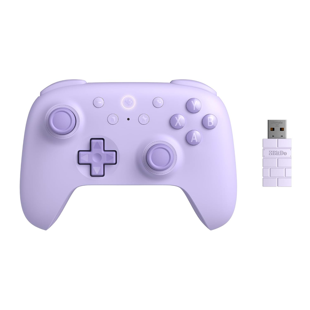 8Bitdo Ultimate 2C Wireless Controller for Windows PC and Android, with 1000 Hz Polling Rate, Hall Effect Joysticks and Triggers, and Remappable L4/R4 Bumpers – Purple
