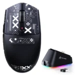 ATTACK SHARK G3 PRO Tri-Mode Wireless Gaming Mouse with Charging Dock, 25000 DPI, PAW3311 Sensor, Bluetooth, 2.4GHz Wireless & Wired, 59g Ultra-Lightweight, Omron Switches, 1000Hz Polling Rate - Black