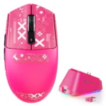 ATTACK SHARK G3 PRO Tri-Mode Wireless Gaming Mouse with Charging Dock, 25000 DPI, PAW3311 Sensor, Bluetooth, 2.4GHz Wireless & Wired, 59g Ultra-Lightweight, Omron Switches, 1000Hz Polling Rate - Rose Red